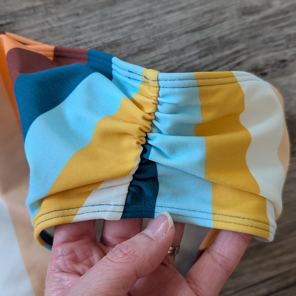 Joe Fresh - Bikini Bottom Moderate Coverage Colorful Retro Stripes Ruched - Picture 3 of 7